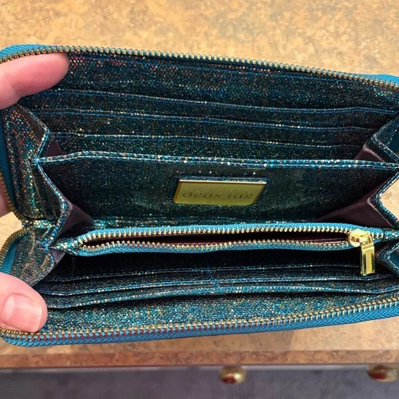Deux Lux Blue Glitter and Iridescent Heart Wallet - Picture 5 of 10